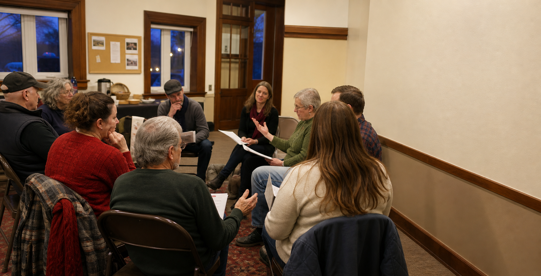 Residents taking part in a community discussion